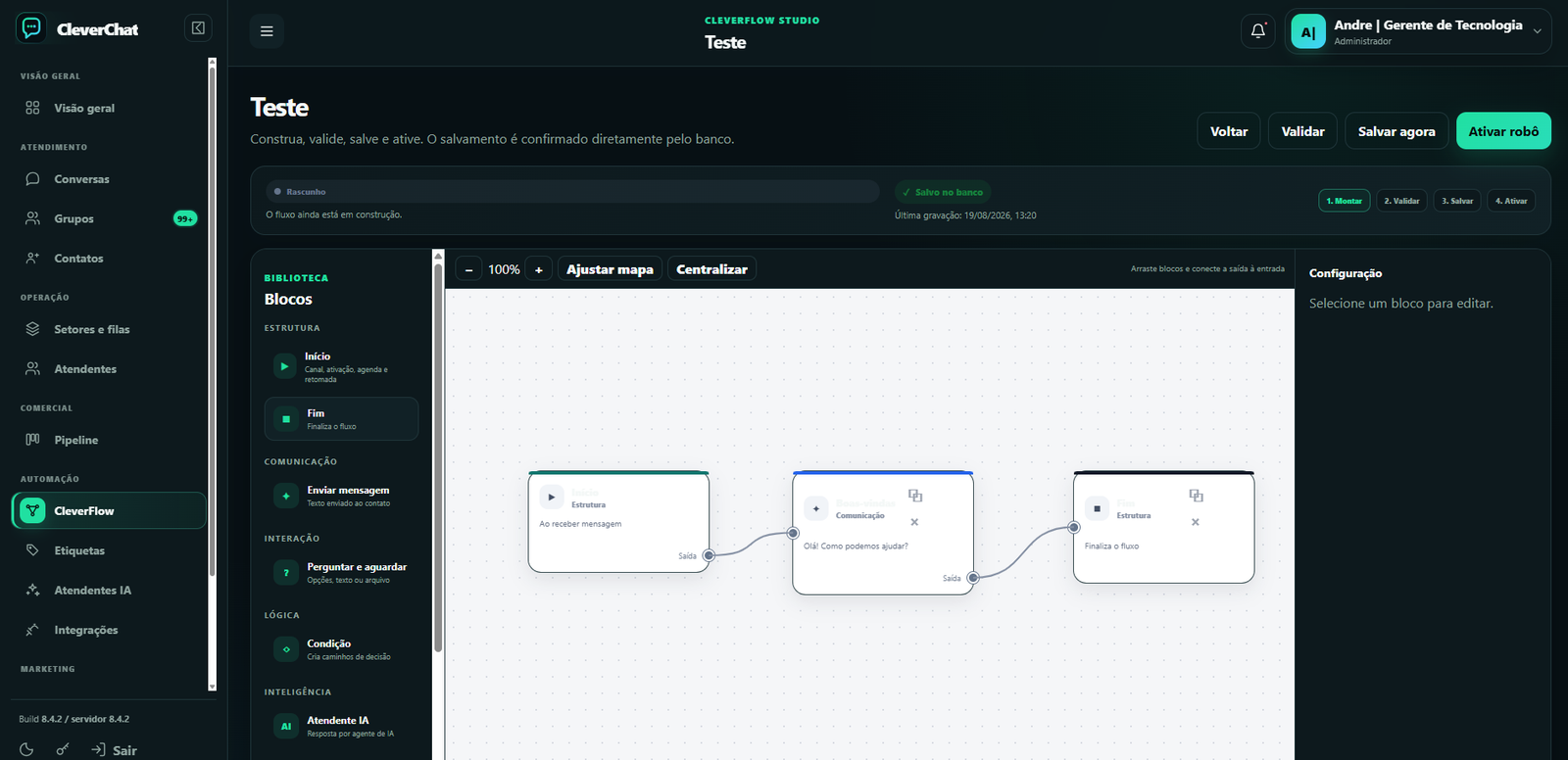 Plataforma de automação CleverChat